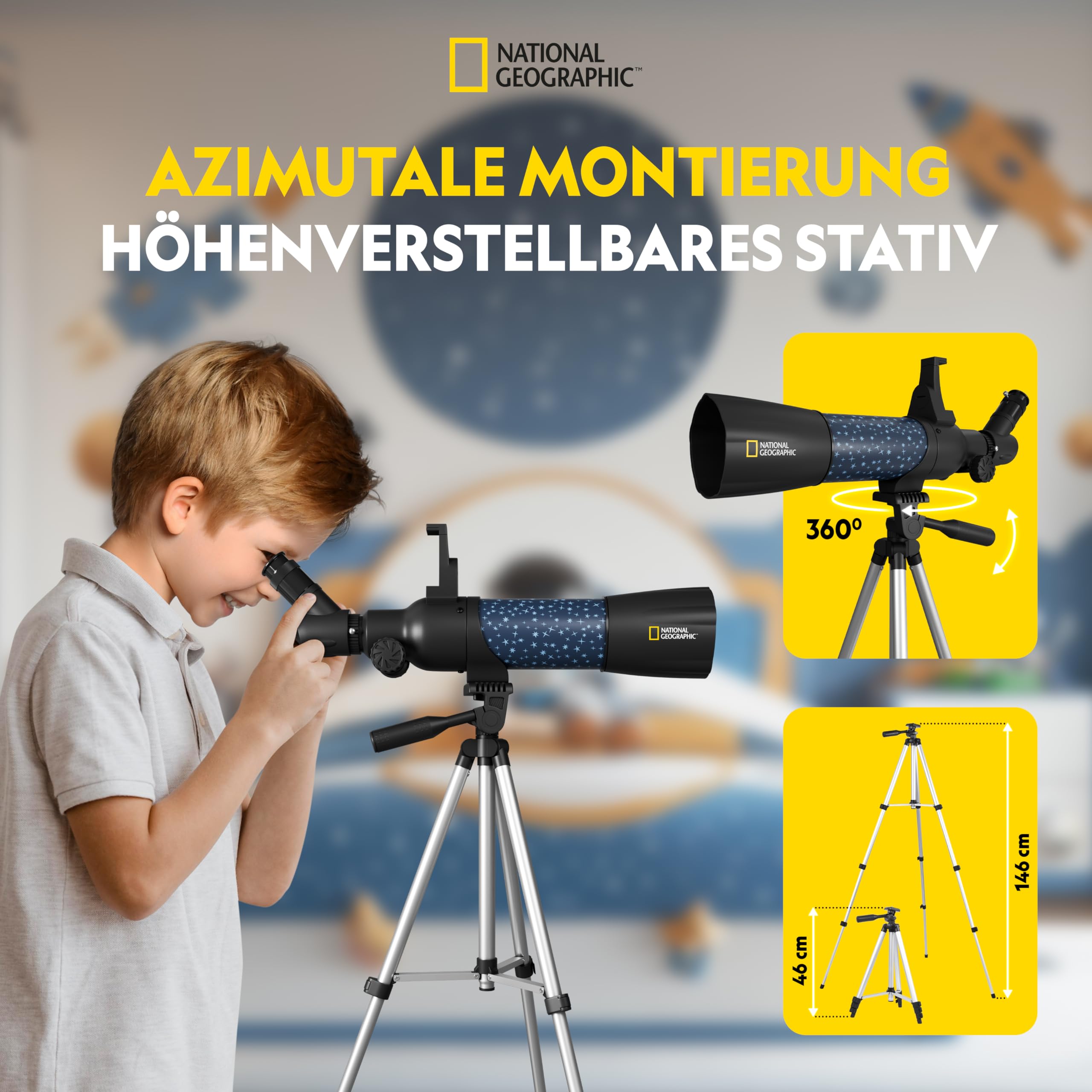 National Geographic smartes AR Kinderteleskop mit Stativ, Rucksack, Smartphonehalterung und Augmented-Reality-App 5