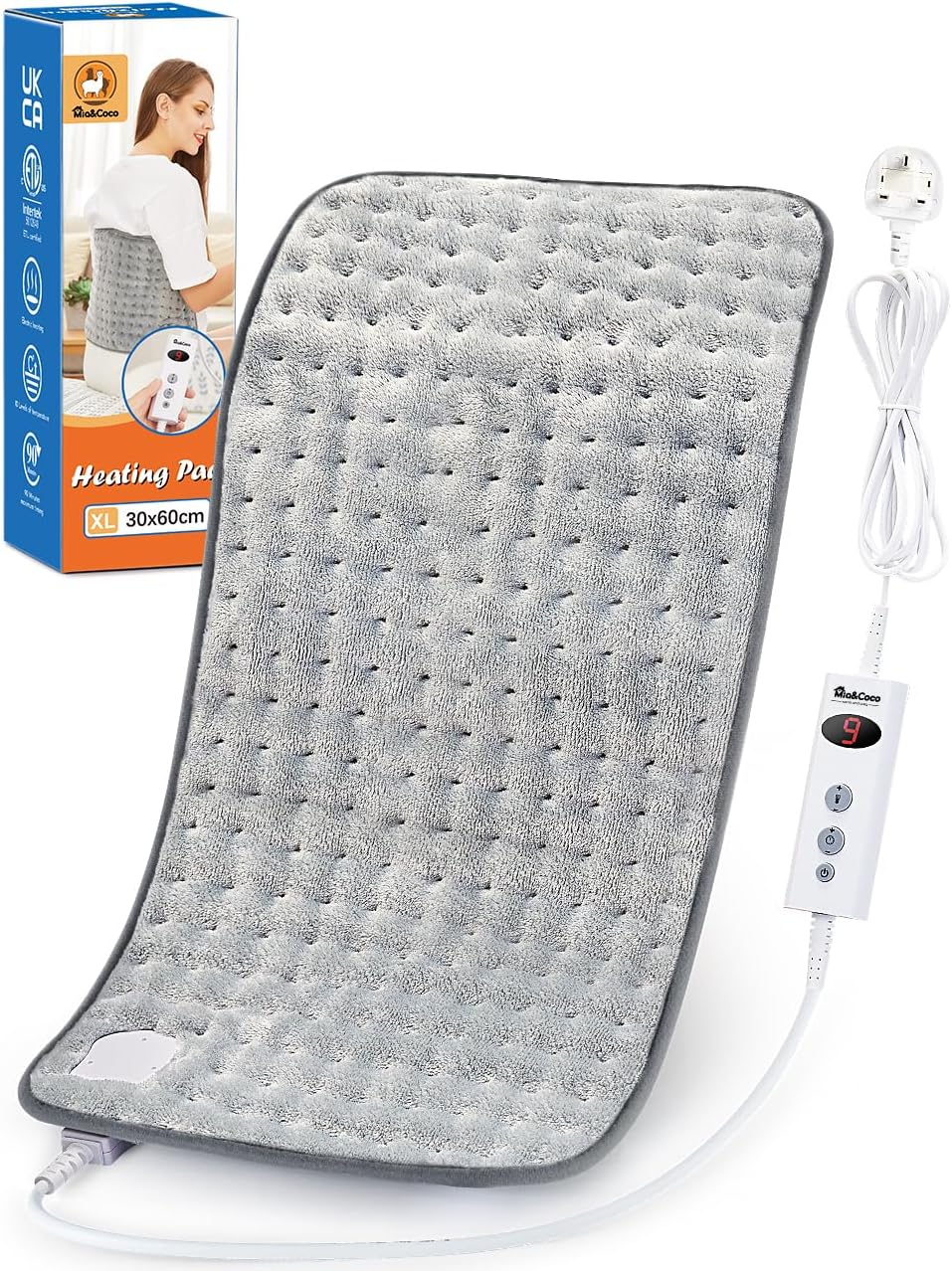 Mia&Coco Electric Heating Pad 30x60cm Back Neck Shoulders 10 Levels