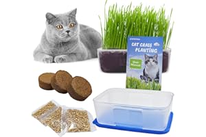 Cat Grass Kit for Indoor Cats - PlantMew Cat Grass Growing Kit with 1*Cat Grass Planter, 3*Pack Organic Cat Grass Wheat Seeds, 3*Pack of Coir Soil, Very Easy To Grow (Made in USA & Non-GMO & BPA-Free)