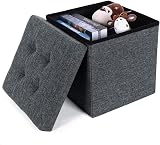 Dripex Folding Linen Storage Ottoman Dark Gray 38cm 40L Capacity view 9