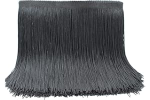 Dortrue 10 Yards of 8" Black Fringe Trim Tassel Sewing Trim for Clothes Accessories Latin Wedding Dress DIY Lamp Shade Decoration