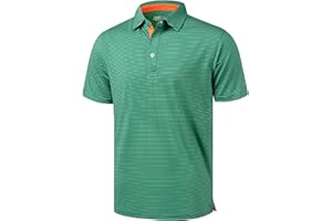 YAMXDM Golf Shirts for Men - Moisture Wicking Short Sleeve Performance Sport Casual Striped Collared Mens Polo Shirt