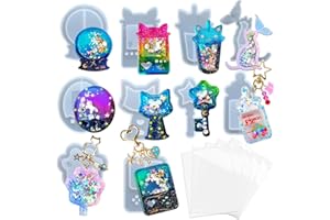 FUNSHOWCASE Resin Shaker Molds Set Game Consoles, Bottle, Cat's Paw, Crystal Ball 10 Silicone Trays with 5 Seal Films