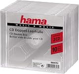 Hama Dual CD DVD Jewel Case Pack 10 Clear Slimline 2 Discs Capacity