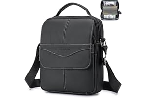 COSCOOA Leather Messenger Shoulder Crossbody Bag for Men,Big Capacity Mens Purse Handbag Come with Credit Card Wallet