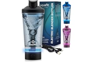 AQUAFIT Electric Protein Shaker Bottle - USB Rechargeable Blender Bottles 24oz Shaker Bottles for Protein Mixes, Protein Mixer, Gadgets for Men, Gym Accessories (Electric Blender Bottle, Black)