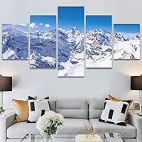 SIGNWIN 5 Panel Canvas Wall Art Modern Art Expressive Landscape Modern Mountain Top Multicolor Photography for Home Decorations Ready to Hang - 60