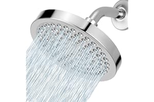 Voolan High Pressure Rain Shower Head - Luxury Modern Look - The Perfect Adjustable Replacement For Your Bathroom Showerhead - Comfortable Shower Experience Even at Low Water Flow (6“ Chrome)