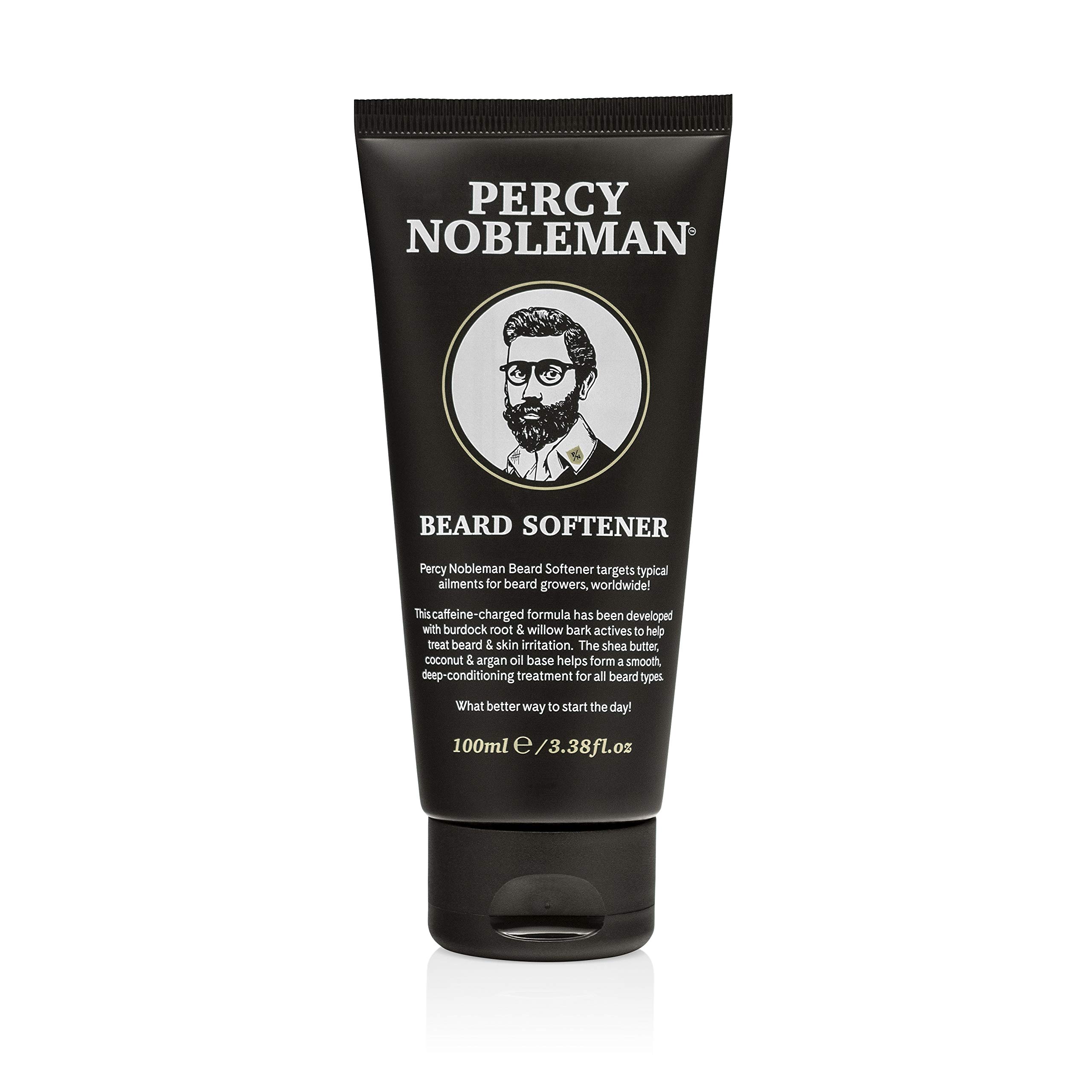 Percy Nobleman Beard Softener – Rinse-Out Beard Conditioner with Shea Butter, Coconut & Argan Oils – Strengthening Burdock & Willow Bark Formula – Smooths, Hydrates & Tames Coarse Beards (100ml)