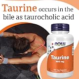 NOW Taurine 500mg 100 Vegan Capsules Lab Tested Gluten Free Soy Free view 3