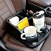 Universal Center Console Organizer for Truck Bench Seat & SUV, Truck Floor Console with Expandable Cup Holders, Fits Silverado Minivan, Stable Transmission Hump Storage Box for Car Backseat (Black)