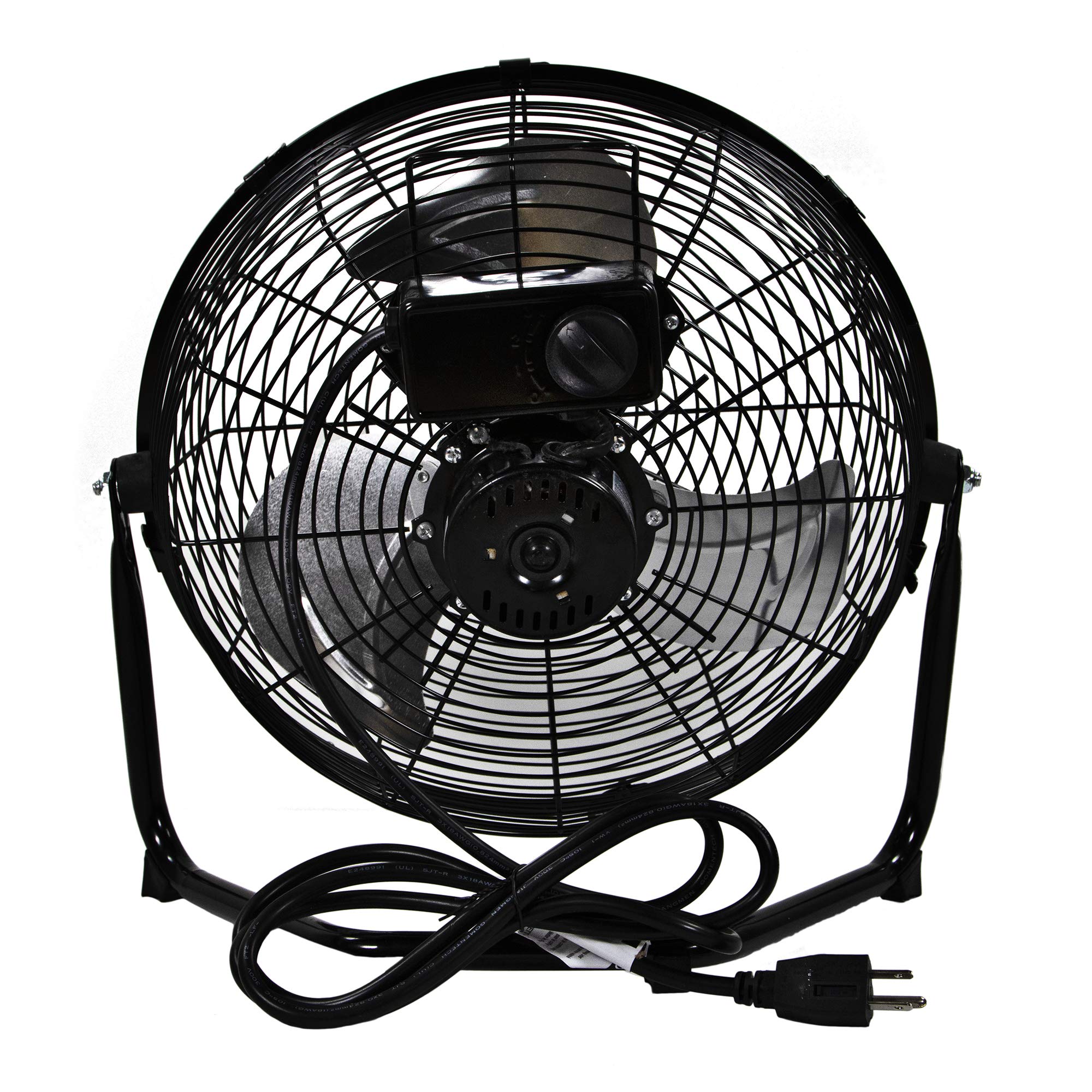 Comfort Zone 12 inch Cradle Fan, 3 Speed Floor or Table Fan with180 Degree Tilt, Metal Construction and Aluminum Blades, Carry Handle, Rubber Feet, Ideal for Bedroom, Workshop, or Garage, Black