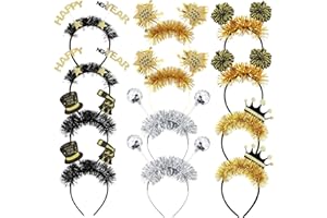 Knitgrip 12 Pack Happy New Year Headbands Glitter New Year's Eve Party Favors and Photo Booth Props 2026 Years Party Favors Supplies