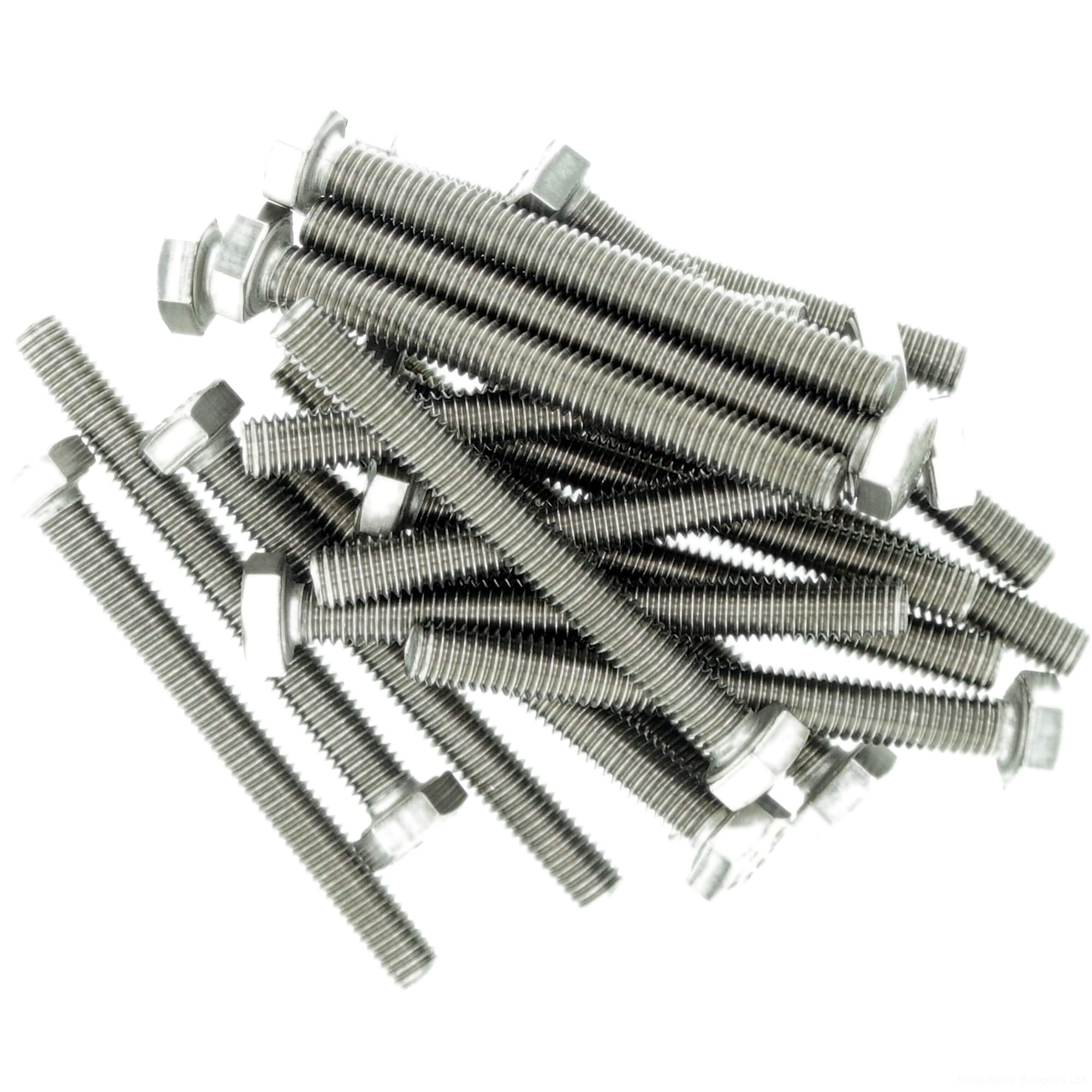 M2 (2mm x 20mm) Hex Bolt (Fully Threaded Setscrew) - Stainless Steel (A2) (Pack of 20)
