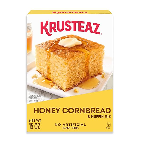 KRUSTEAZ HONEY CORNBREAD AND MUFFIN MIX, NO ARTIFICIAL FLAVORS AND NO ARTIFICIAL COLORS, BAKING MIX, 15-OUNCE BOX