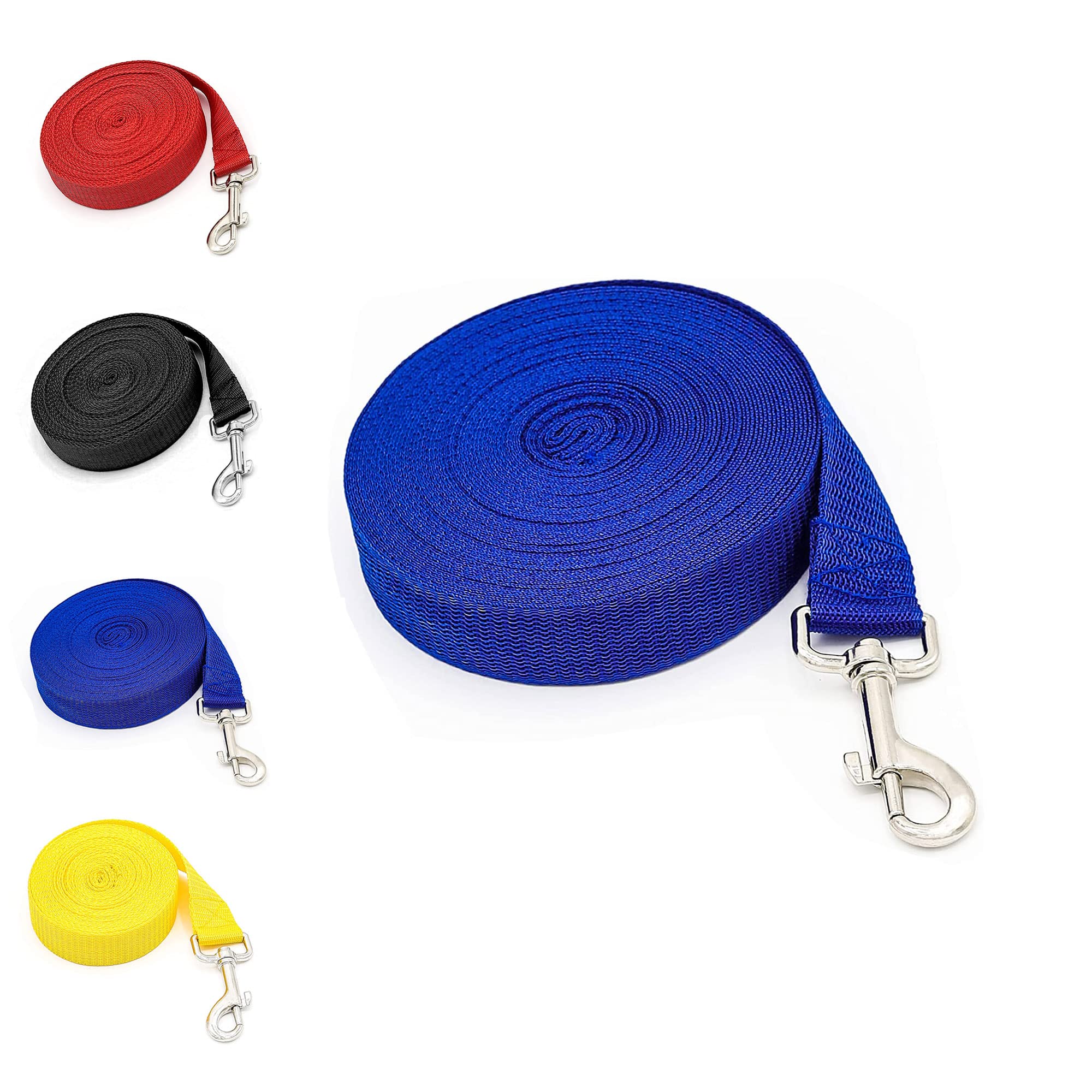 Dog Training Lead Leash Extra Long Line,10m Nylon Leash for Large Medium & Small Dogs Great for Pet Recall Training Obedience, Play, Running, Camping Backyard Strong lead with Metal hook (Blue)