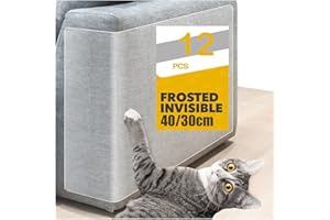 12-Pack Cat Scratch Furniture Protector, Thick No-Pins Self-Adhesive Tape, Clear Couch Protector for Cats Scratching, Easy Ap
