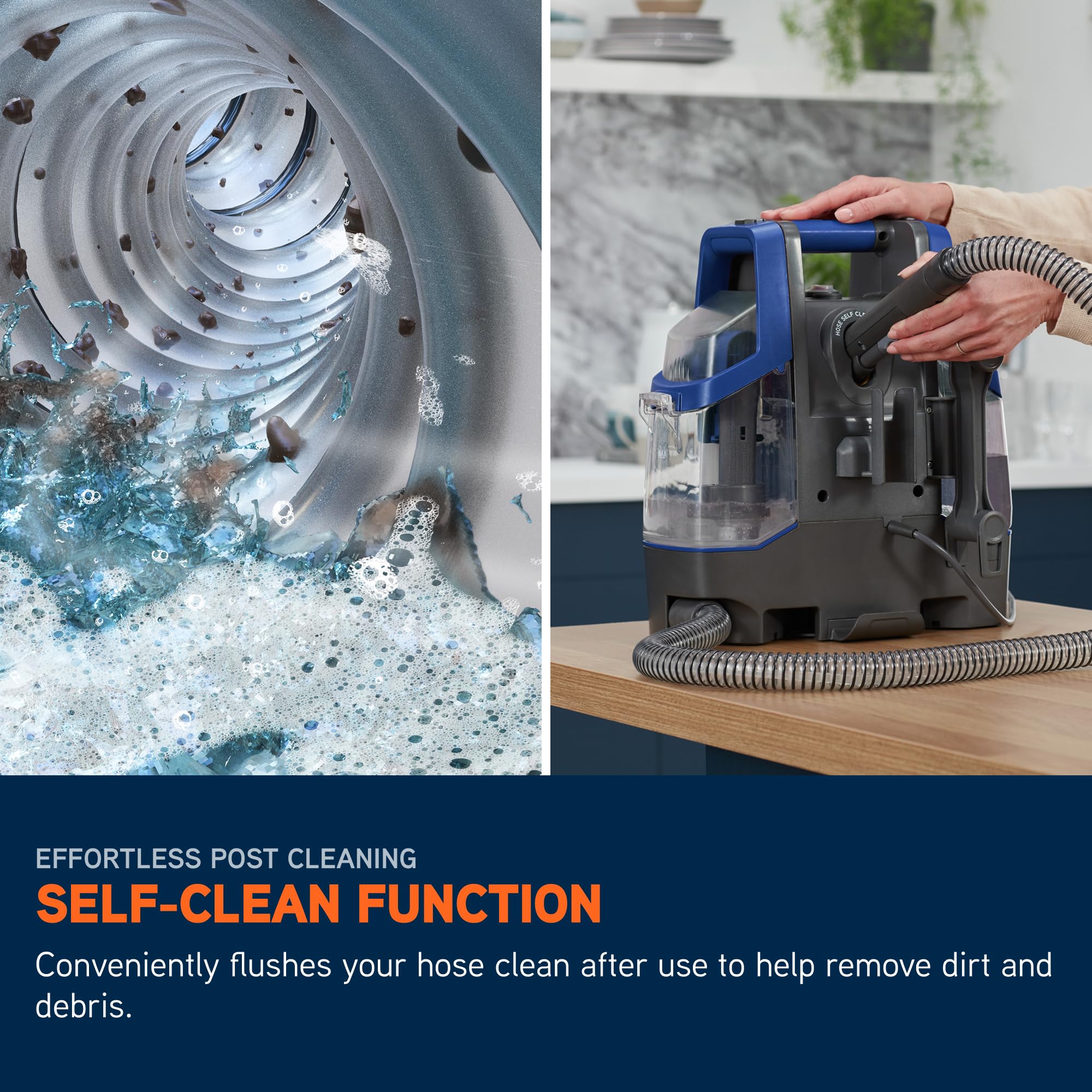 Vax SpotWash Duo Spot Cleaner, Upholstery, Sofa, Stairs, Rug, Stain Cleaning Small Handheld Shampooer Machine, Solution and Tool for Home, Car, Pets with Self-Clean, 380W, 3.89kg, Grey/Blue, CDCW-CSXA