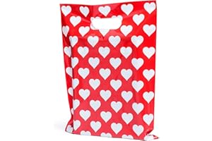 Choice Marts 100 White Heart Valentine Bags 9"x12" Bags for Small Business 1.5Mil Perfect for Merchandise Extra Thick Glossy Plastic