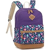 Leaper School Cute Backpack for Girls: Canvas Kawaii Bookbags for Girl 10-12 Years Old - Laptop Travel Backpacks for Teens Mermaid Purple