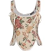 SCARLET DARKNESS Bustier Tops for Women Renaissance Floral Lace Up Bodyshaper Corset with Zipper