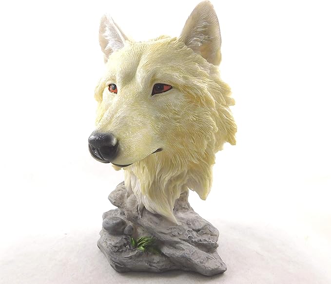 Seven Secrets Gallery Arctic Wolf Bust Statue Snow Wolf Head Figurine