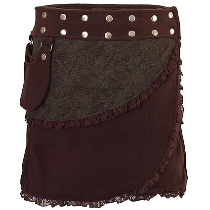 PUREWONDER Damen Wickelrock aus Fleece Winterrock Rock sk240