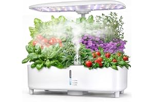 URBZUE Hydroponics Growing System Kit Indoor: Aeroponics Herb Garden Kit 15 Pods, 3 Grow Modes, 24H Timer Hydroponic Gardening System, Quiet Smart Water Pump Hydroponic Planter for Home Kitchen Office