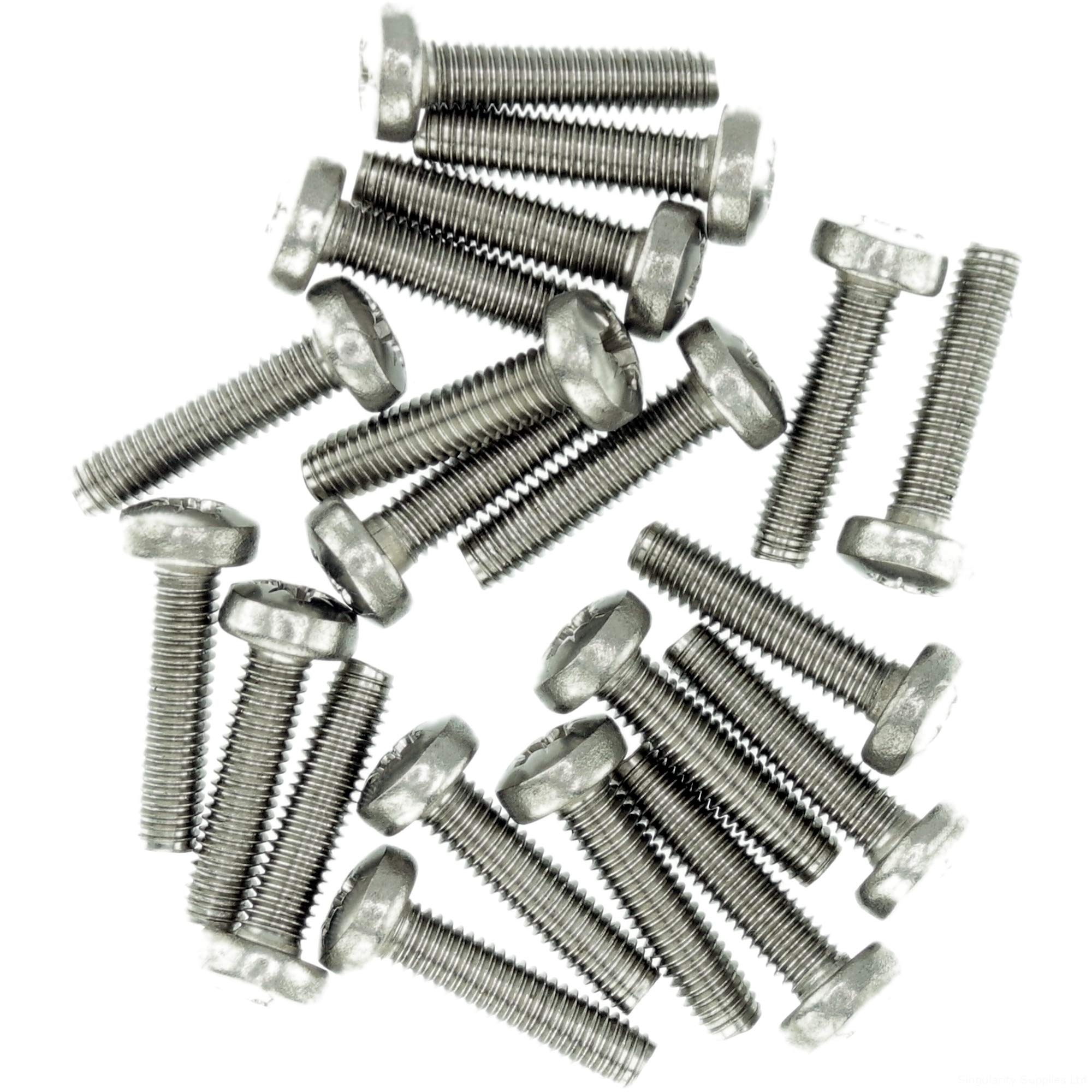 M6 (6mm x 30mm) Pozi Pan Thread Rolling Screw - Stainless Steel (A2) (Pack of 20)
