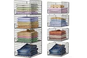 JKsmart 4-Tier Stackable Closet Organizer，Extra Large Clothing Cupboard Organizer System Clothes Storage Shelf- Closet Wardro