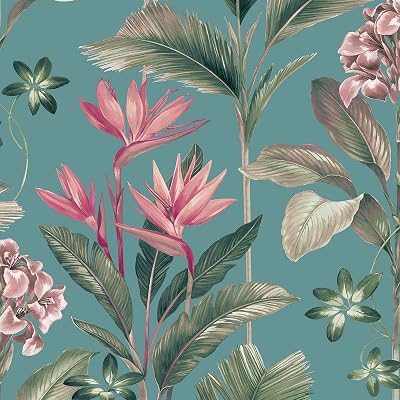 Belgravia Decor Oliana Floral Wallpaper Soft Teal Belgravia 8486