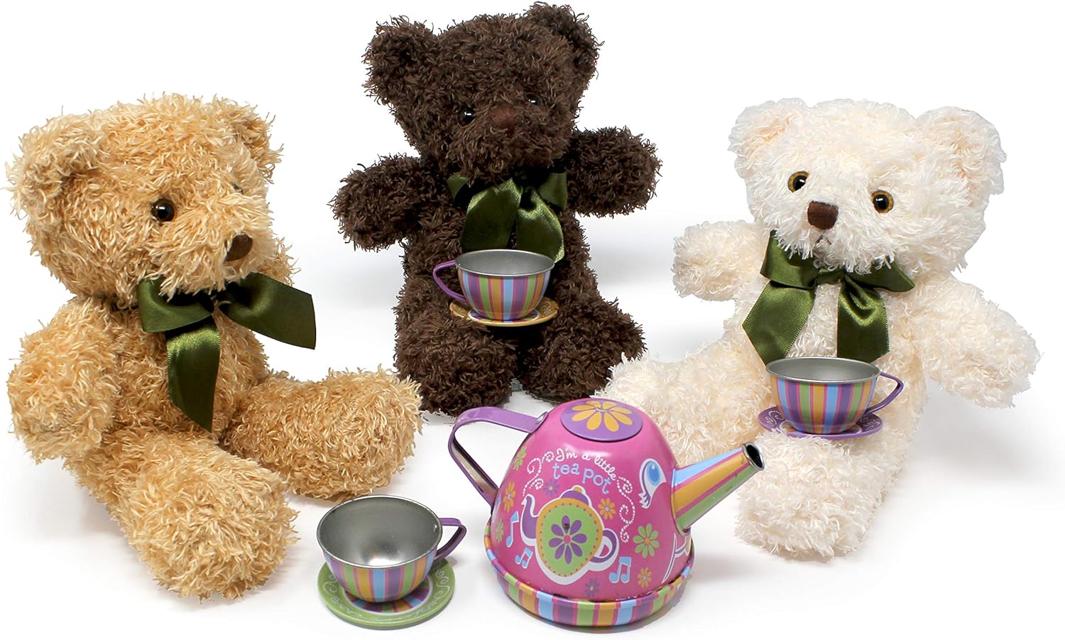 Fluffuns Teddy Bear Plush - Cute Teddy Bears Stuffed Animals in 3 Colors - 3-Pack of Stuffed Bears - 9 Inch Height: Toys & Games