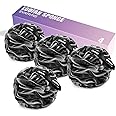 Loofah Sponge, 4 Pack Large Size Loofah 75g/PCS, Bath Shower Loofah for Men, Women, Shower Pouf with Soft Mesh for Exfoliating Body, Black