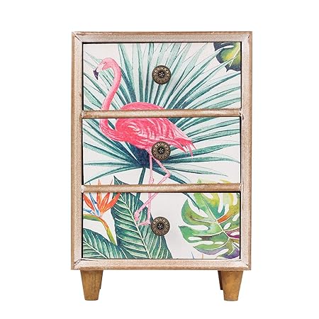 Fayre Ware Chest Of Drawers Flamingos 3 Drawer Wooden Mini Desk