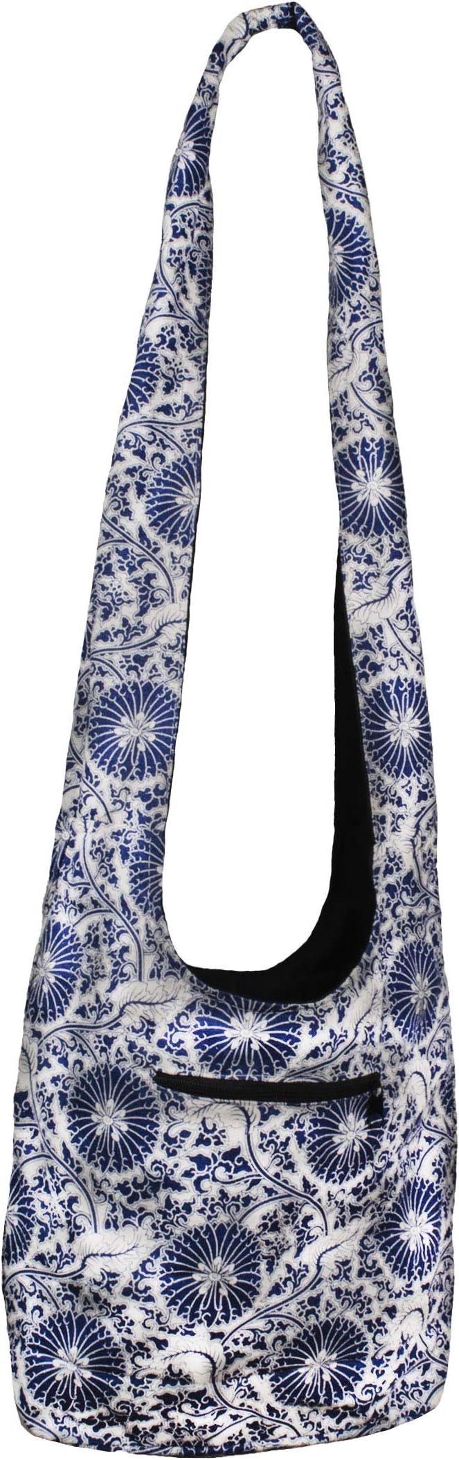 SLING Bag COTTON 40 PRINTs Men or Women CROSSBODY bag LARGE BOHO hippie hobo handbag (T2 Big Flower)