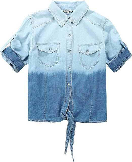 denim short sleeve button down