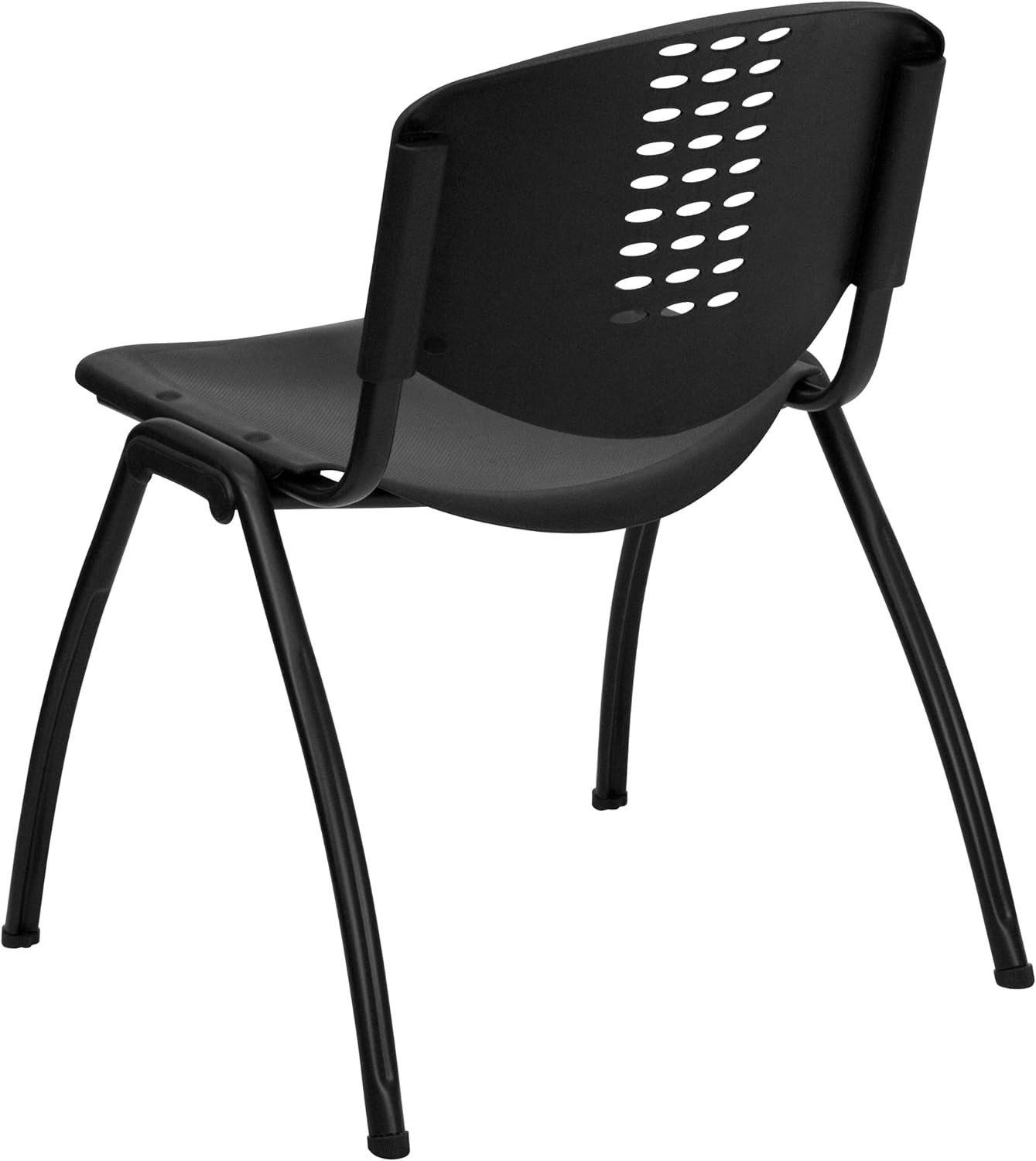 Flash Furniture HERCULES Series 880 lb. Capacity Black Plastic Stack Chair with Oval Cutout Back and Black Frame: Furniture & Decor