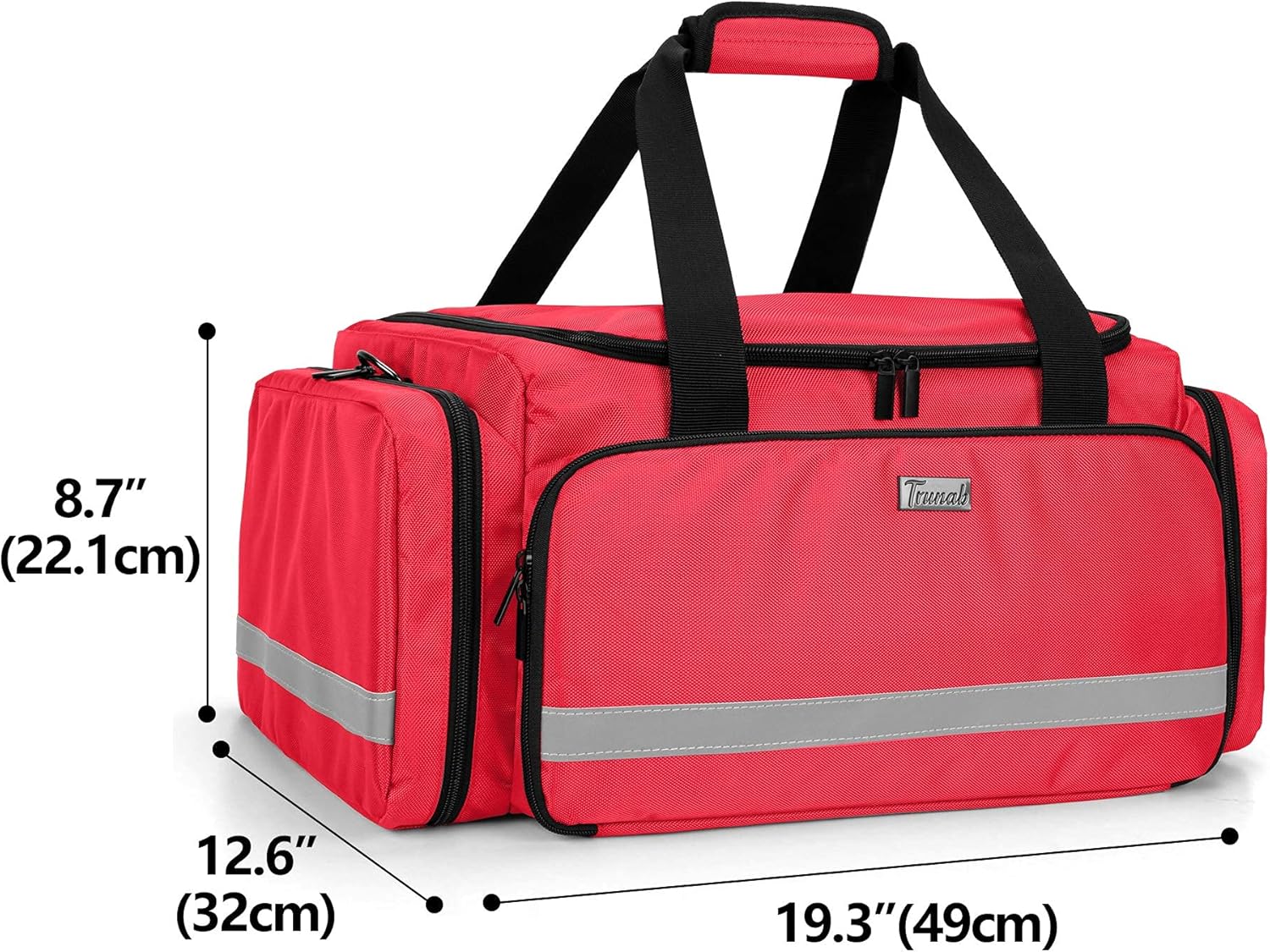 Trunab First Responder Bag Empty, Professional Medical Supplies Bag First Aid Kits Bag with Inner Dividers for Home Health Nurse, Community Care, EMT, EMS, Bag Only, Red - Patented Design: Health & Personal Care