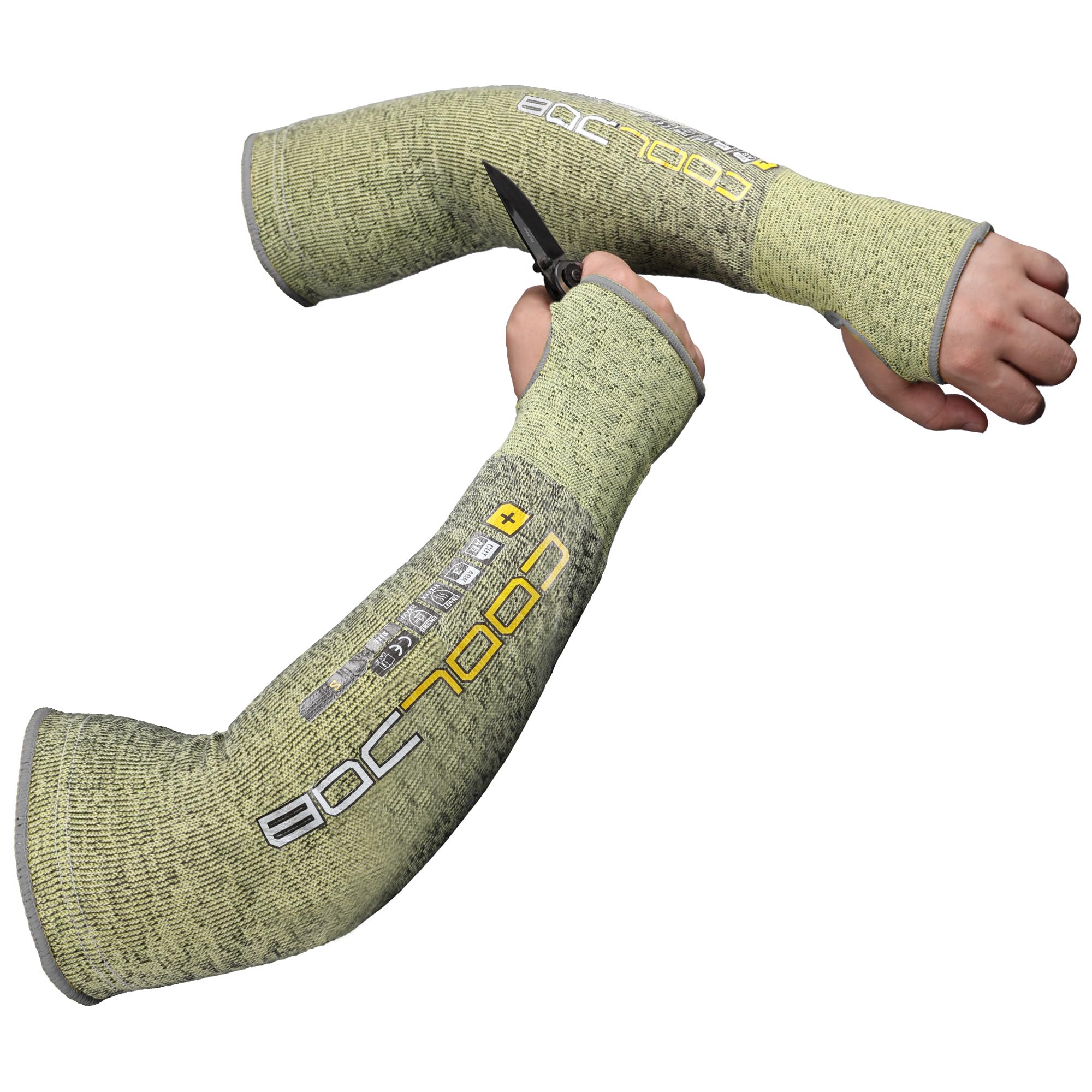 Photo 1 of COOLJOB A6 Cut Resistant Sleeves for Garden Pruning Pet Handling, 18” Protective Arm Cover UPF50+ UV Sun Protection for Men Women, Thin Skin Approved Work Protector for Gardener Farmer, Large, 1 Pair