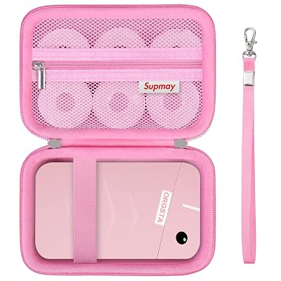 Supmay Carrying Case for ORGSTA S001 / for ORGBRO X1 Label Maker Machine, Portable Bluetooth Label Maker Storage Holder Bag with Mesh Pocket for Tapes, Typ-C Cable, Pink