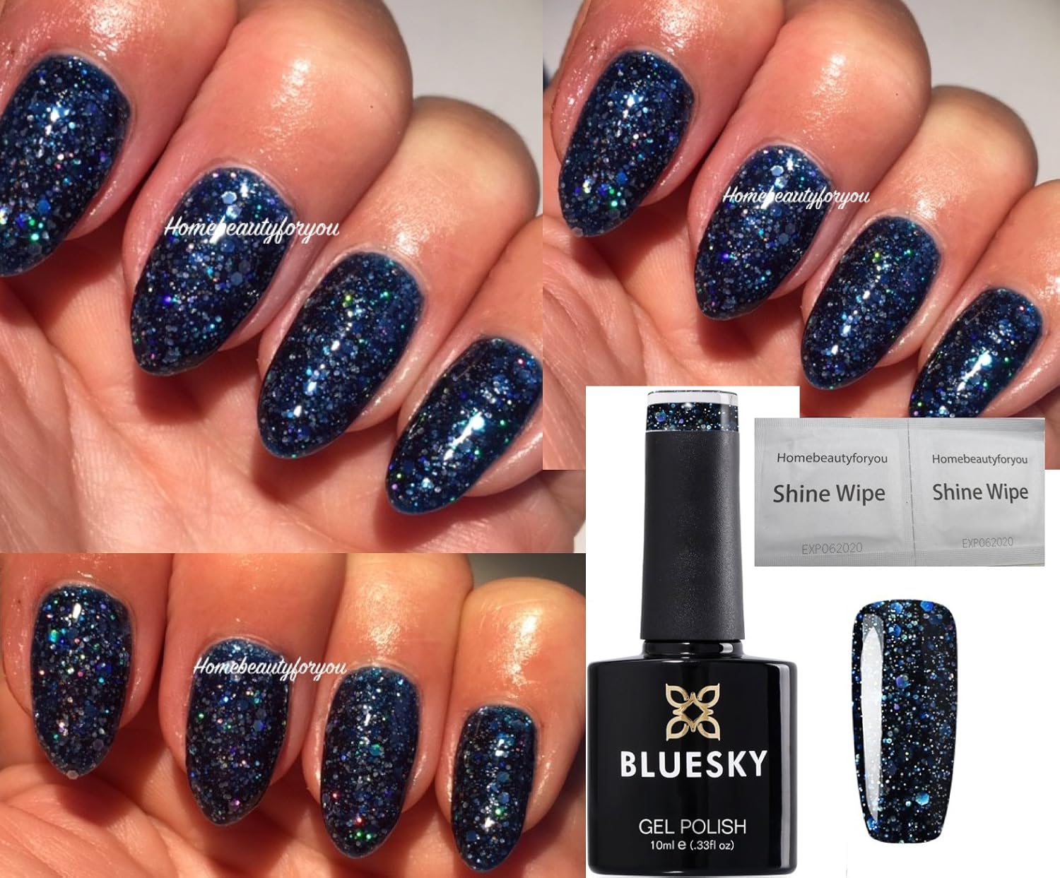 Bluesky Blz42 Diamond Navy Blue Chunky Glitter Sparkle Nail Gel