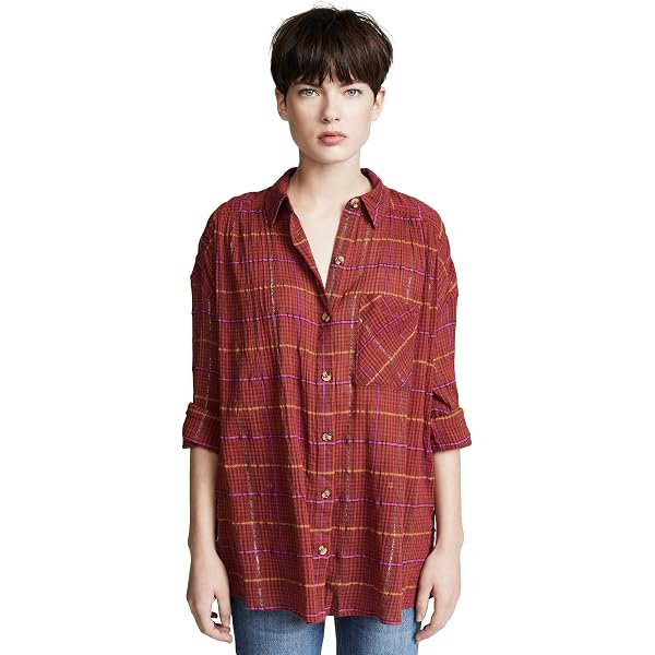 Free People Womens Break My Stride Button Up Shirt Sugarcombo M At...