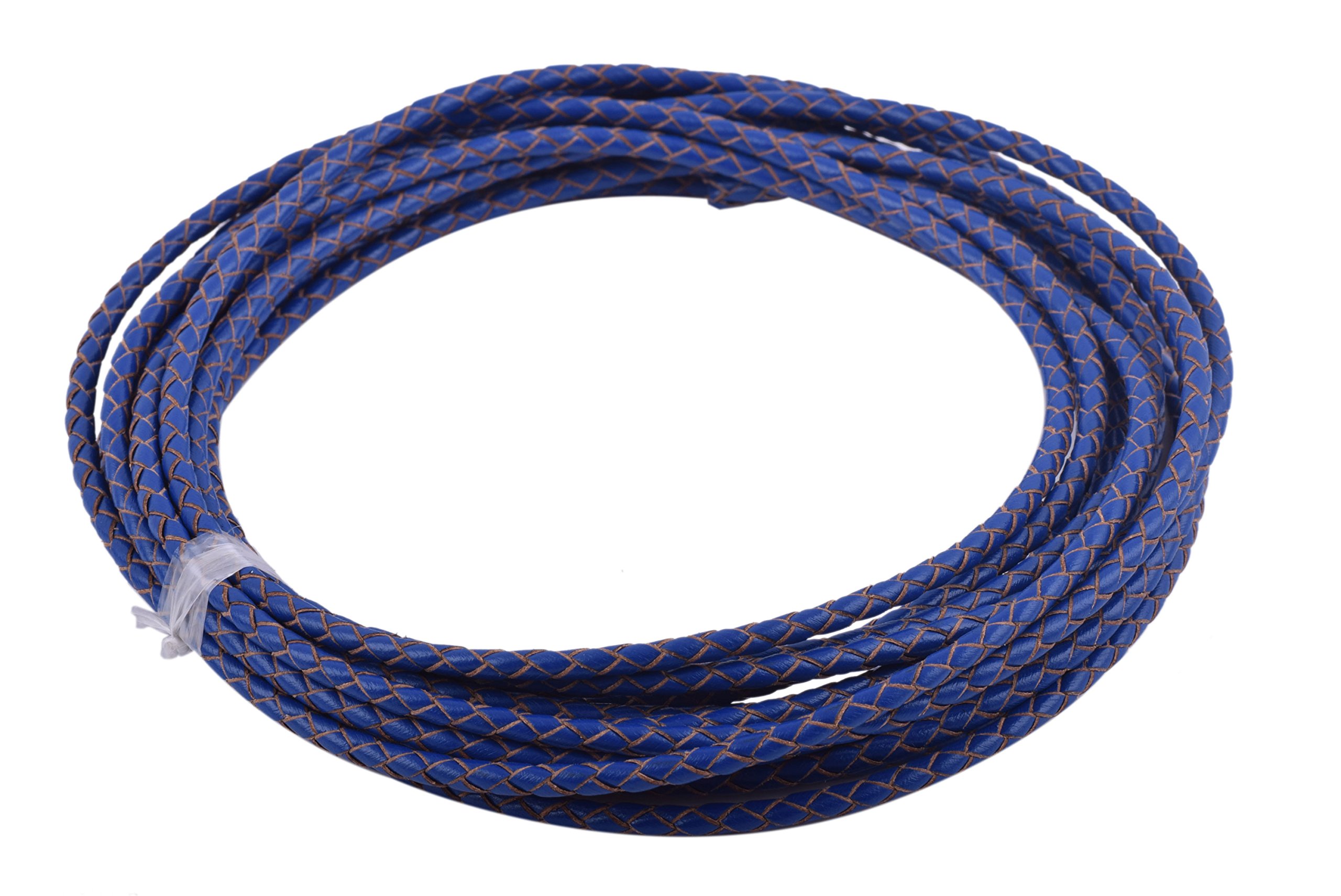 KONMAY 1.8Meters 4.0mm Royal Blue Genuine Leather Braided Bolo Leather Cord… — image 1