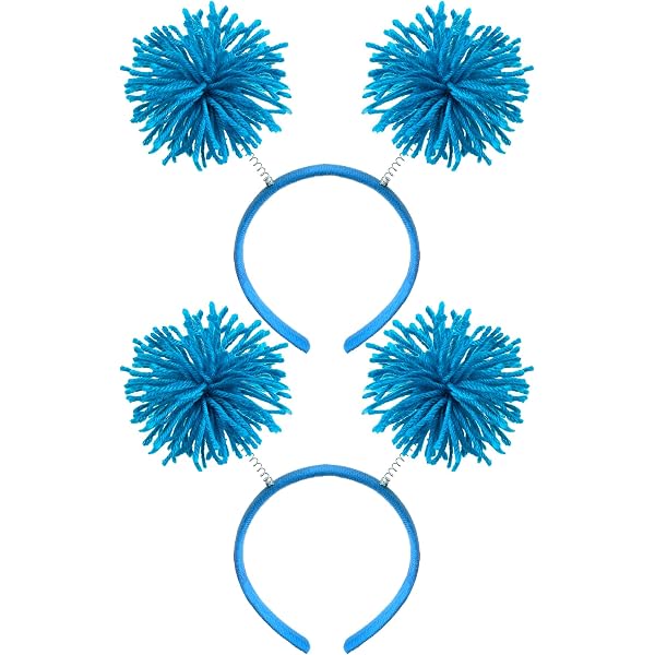 Amazon.com: BleSky 2PCS Blue Fuzzy Headband Blue Pom Pom  display picture 1