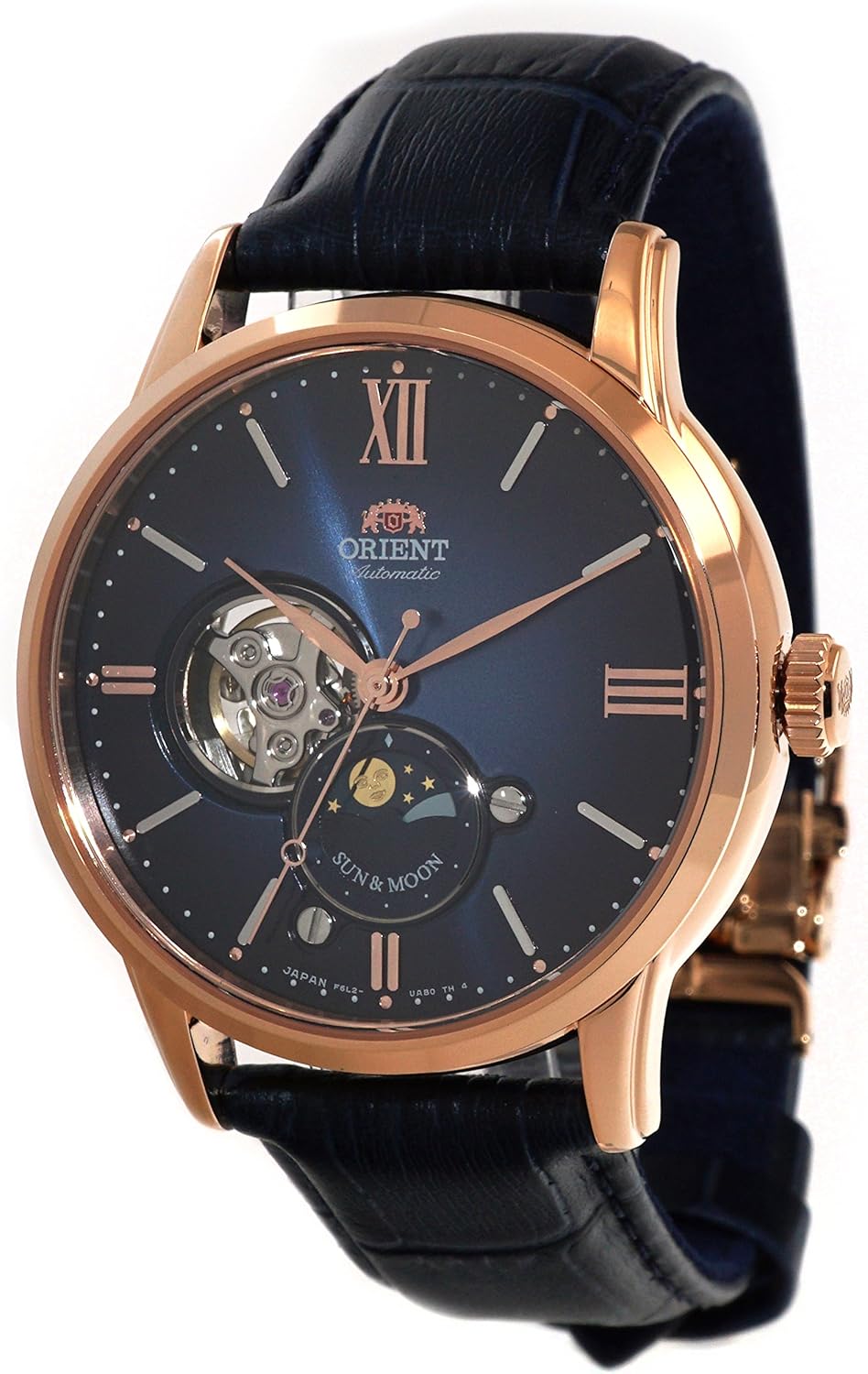 Amazon Orient Sun Moon 限定版 オープンハート ミッドナイトブルー ローズゴールド Ra As0006l メンズ 腕時計 腕時計 通販