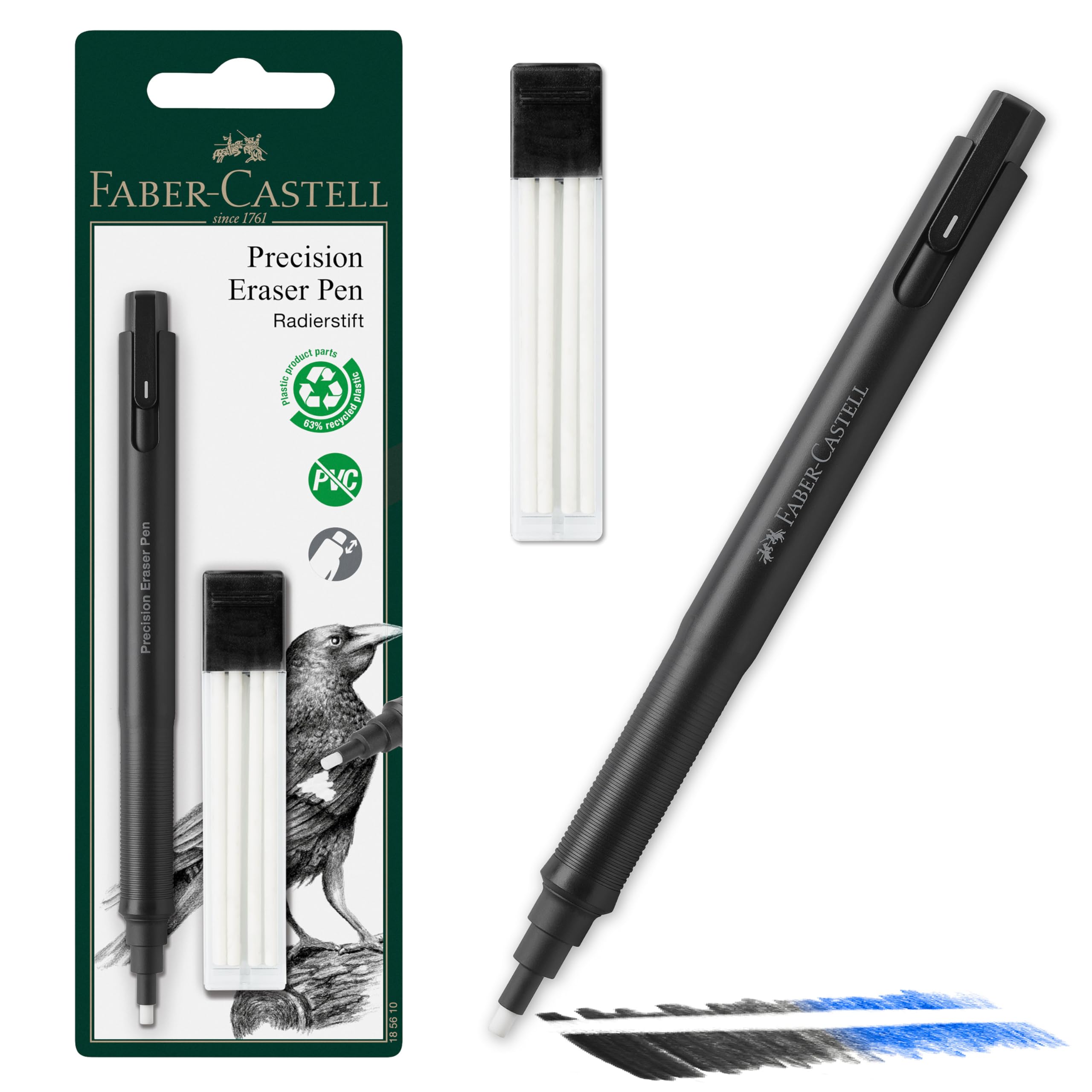 Faber-Castell 185610 - Precision Eraser Pen, Includes Refill Eraser, for Professionals and Hobby Artists