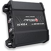 Stetsom HL 400x4 2 Ohms - Compact Digital 4 Channel Amplifier, 400W RMS 400x4, Full Range, High Input, Bass Boost Gain + 14db (Variable Adjustment 30-75hz), Multichannel, Digital Sound, Crossover