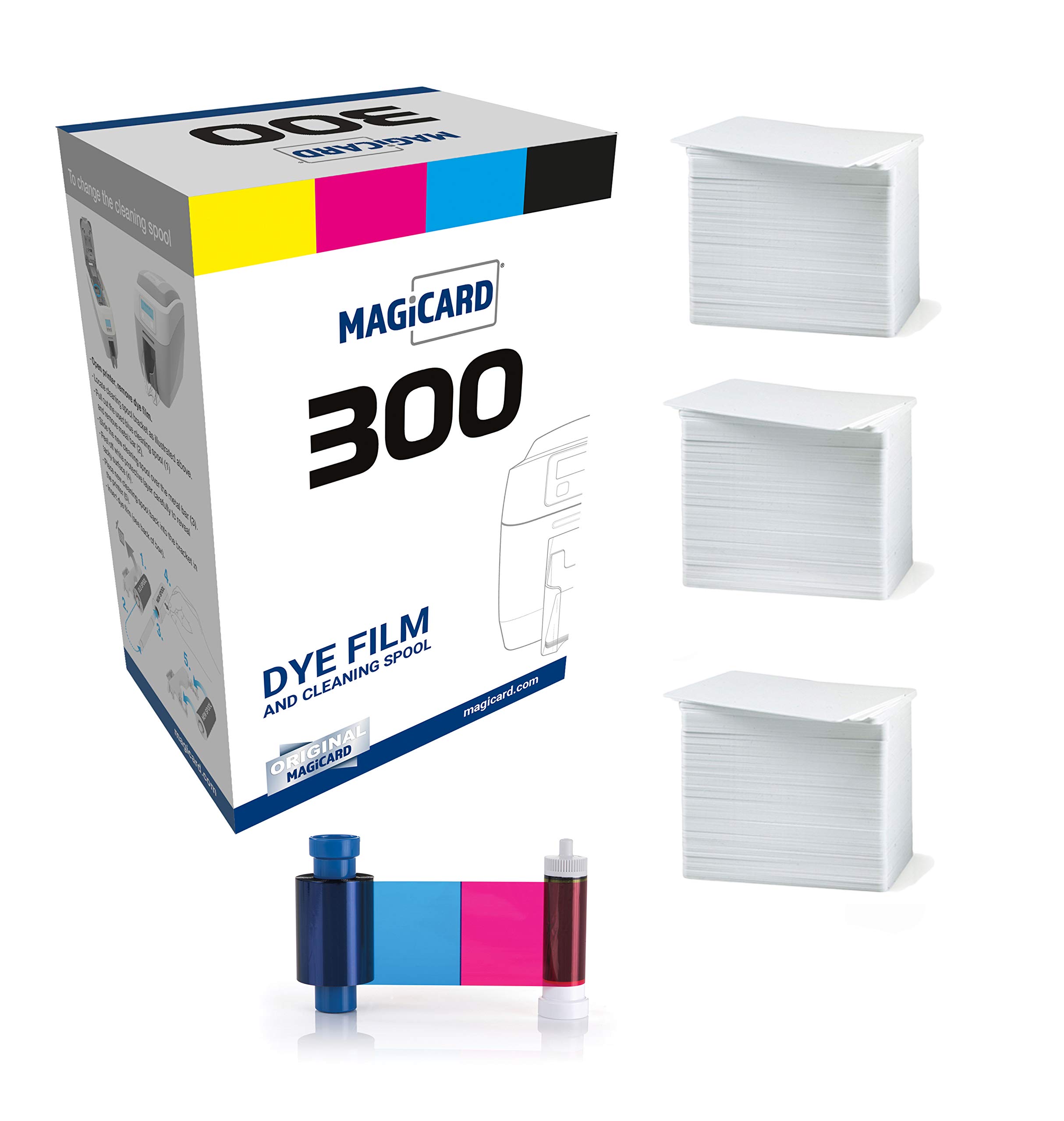 Photo 1 of Magicard 300 Printer MC300YMCKO Color Ribbon - YMCKO - 300 Prints with Bodno Premium CR80 30 Mil Graphic Quality PVC Cards - Qty 300