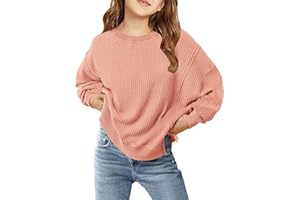Floral Find Girls Casual Crewneck Long Sleeve Waffle Sweatshirt Side Split Loose Pullover Top