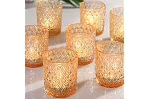 TRIRITE 24pcs Gold Votive Candle Holders for Table Centerpiece, Glass Candle Holder Bulk for Votives&Tea Lights&Floating Candles, Vintage Tea Lights Holders for for Wedding Party Dinner Home (Gold,24)